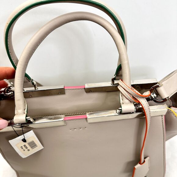 FENDI 3Jours Grey Calfskin Leather Satchel Bag Multicolor Trim Italy $ 2950 - Picture 4 of 16
